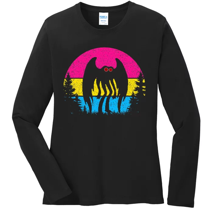 Pan Mothman Pansexual Pride Point Pleasant Cryptid Ladies Long Sleeve Shirt