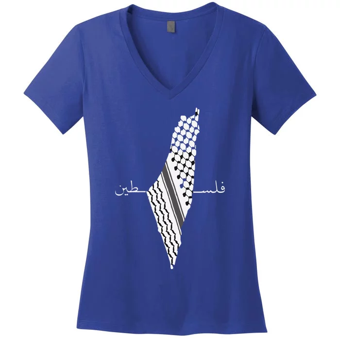 Palestine Map Palestine Kofeyah Alqudus Women's V-Neck T-Shirt