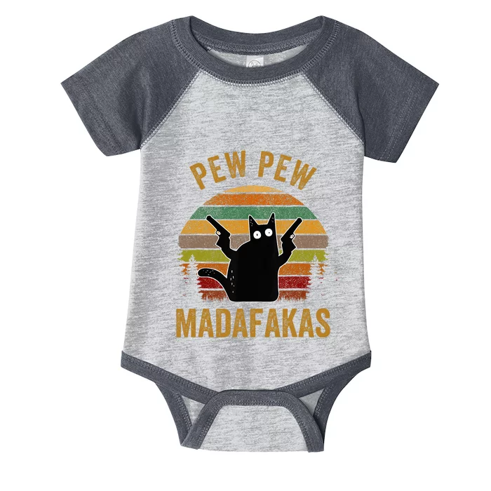 Pew Madafakas Pew Guns Funny Black Cat Retro Vintage Infant Baby Jersey Bodysuit