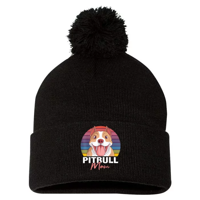 Pitbull Mom Pit Bull Terrier Pibble Lover Dog Owner Mommy Pom Pom 12in Knit Beanie