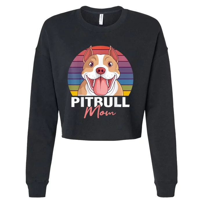 Pitbull Mom Pit Bull Terrier Pibble Lover Dog Owner Mommy Cropped Pullover Crew