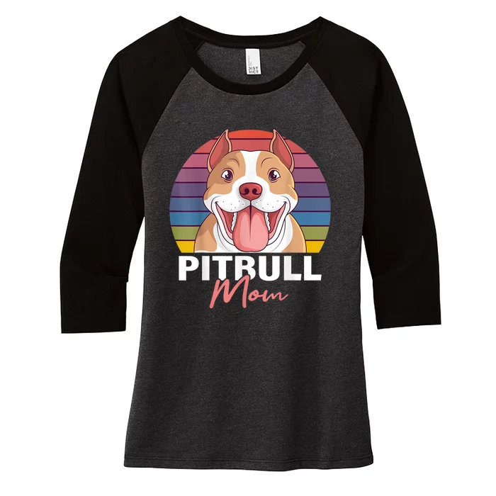 Pitbull Mom Pit Bull Terrier Pibble Lover Dog Owner Mommy Women's Tri-Blend 3/4-Sleeve Raglan Shirt