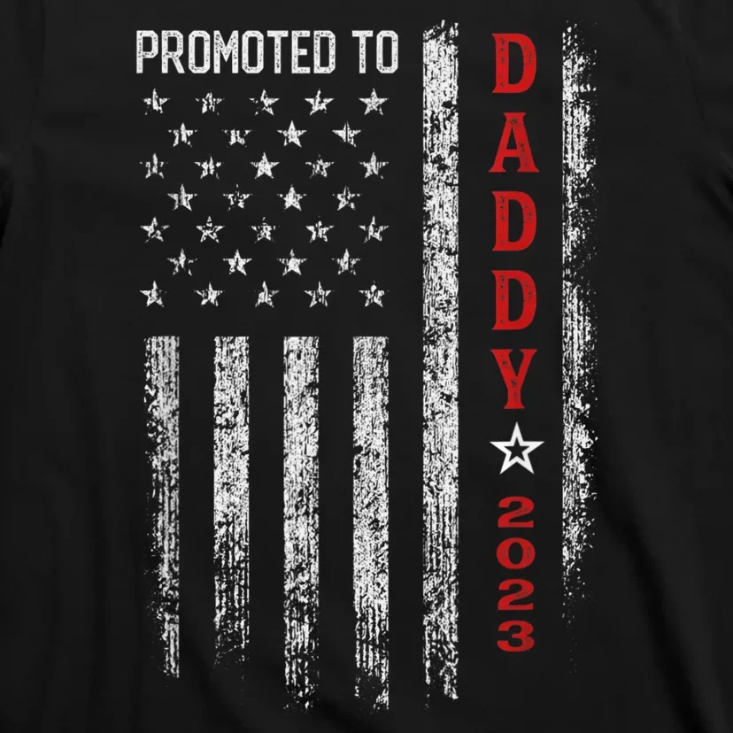 Patriotic Men Promoted To Daddy Funny Humor New Dad Baby First Time Fathers Day T-Shirt