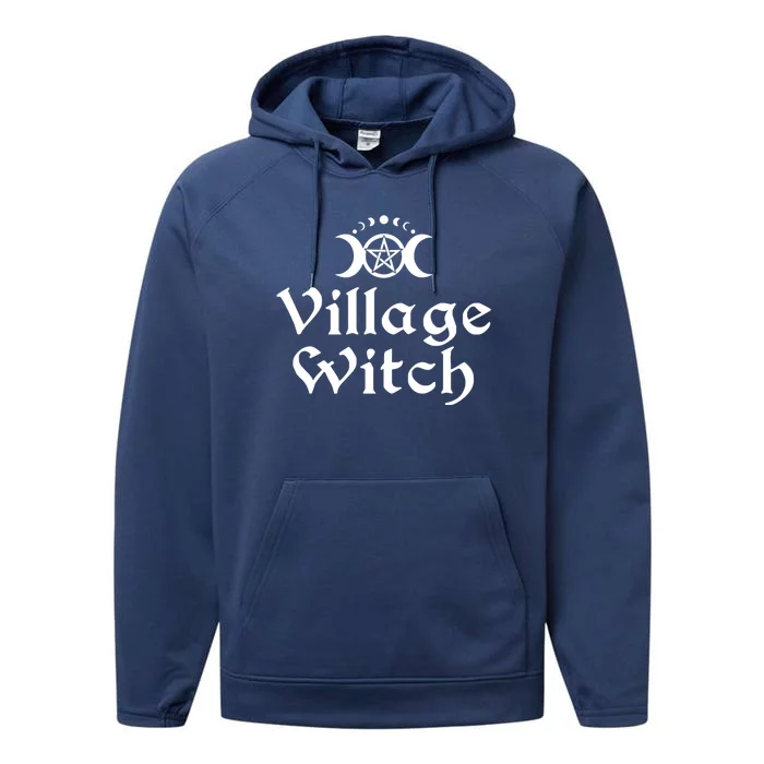 Pentacle Moon Phase Triple Moon Goddess Village Witch Gift Performance Fleece Hoodie