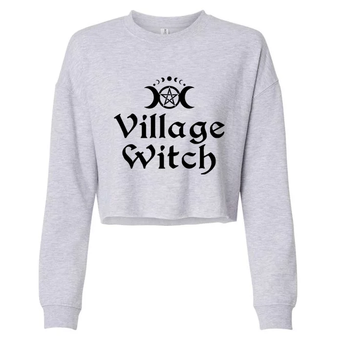 Pentacle Moon Phase Triple Moon Goddess Village Witch Gift Cropped Pullover Crew