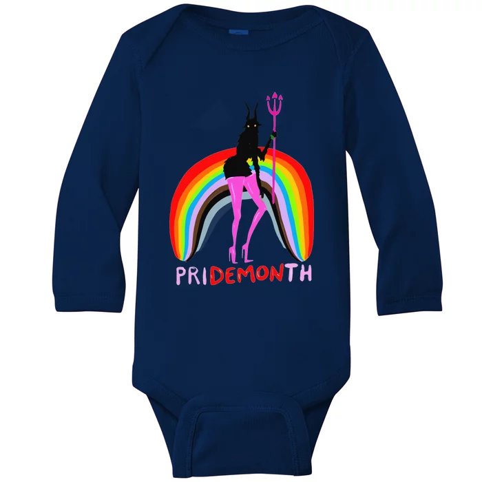 Pride Month Pridemonth Demon Rainbow Cool Pride Month Baby Long Sleeve Bodysuit