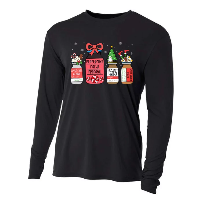 Peppermint Mocha Propofol Christmas Nurse Er Ed Icu Rn Scrub Cooling Performance Long Sleeve Crew