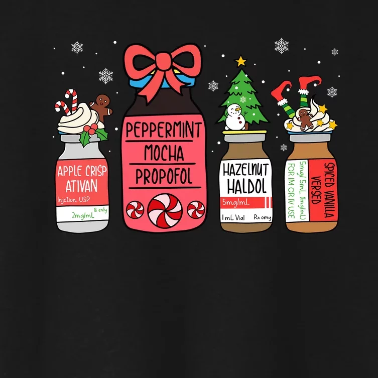 Peppermint Mocha Propofol Christmas Nurse Er Ed Icu Rn Scrub Women's Crop Top Tee