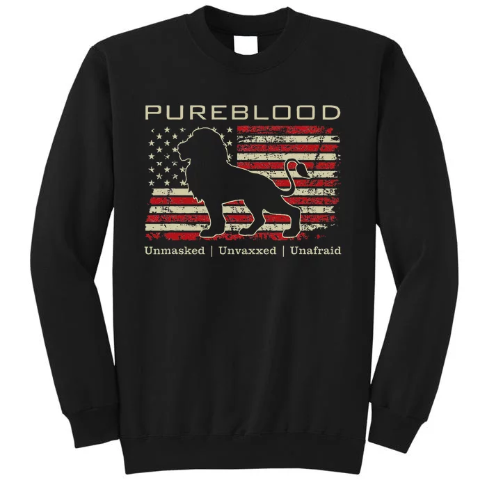 Pureblood Movement Pureblood Medical Freedom Lion Usa Flag Tall Sweatshirt