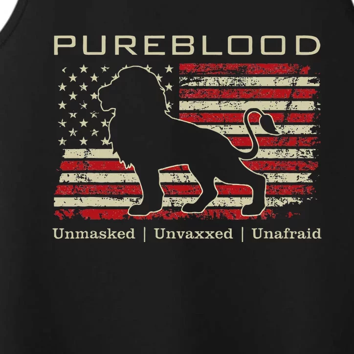 Pureblood Movement Pureblood Medical Freedom Lion Usa Flag Performance Tank