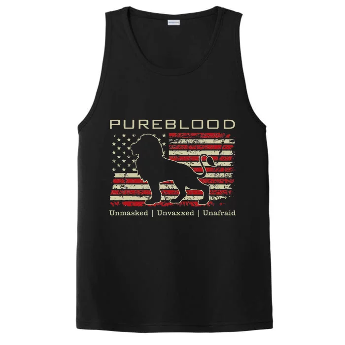 Pureblood Movement Pureblood Medical Freedom Lion Usa Flag Performance Tank