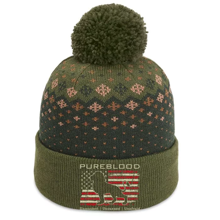 Pureblood Movement Pureblood Medical Freedom Lion Usa Flag The Baniff Cuffed Pom Beanie