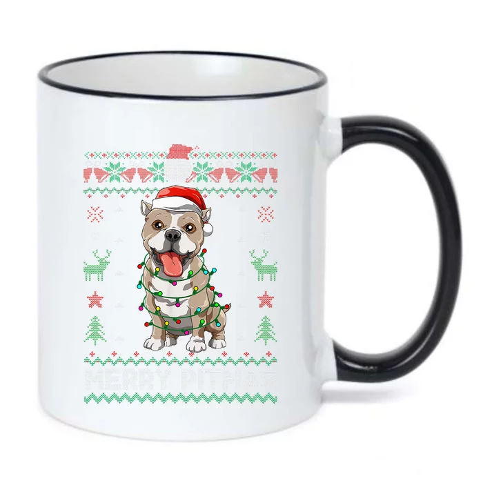 Pitbull Merry Pitmas Santa Pittie Ugly Christmas Sweater Black Color Changing Mug