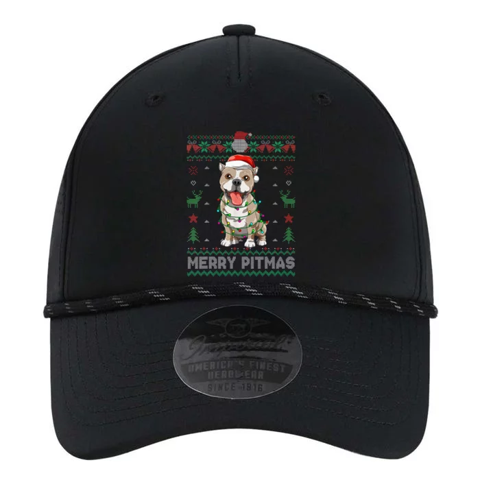 Pitbull Merry Pitmas Santa Pittie Ugly Christmas Sweater Performance The Dyno Cap