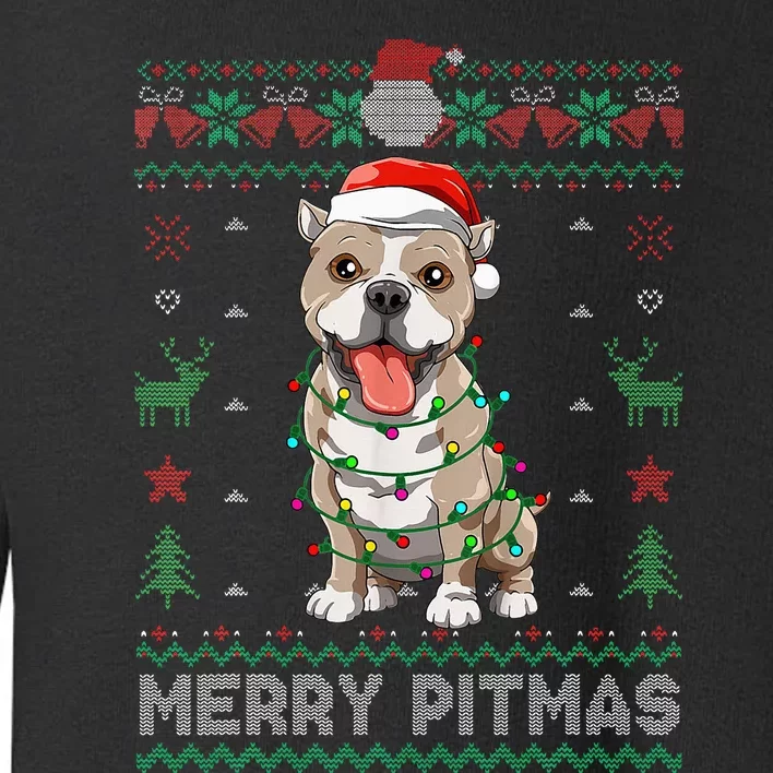 Pitbull Merry Pitmas Santa Pittie Ugly Christmas Sweater Toddler Sweatshirt