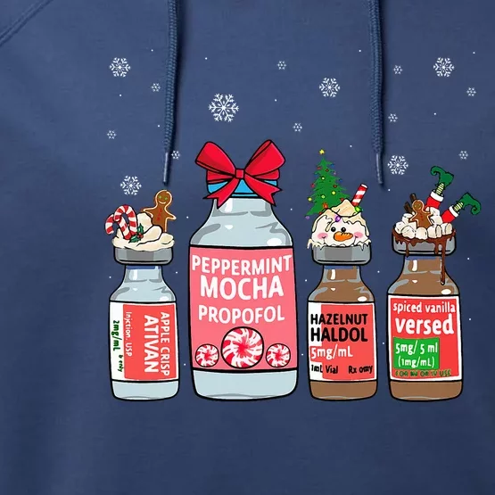 Peppermint Mocha Propofol Christmas Nurse Nursing Scrub Top Performance Fleece Hoodie