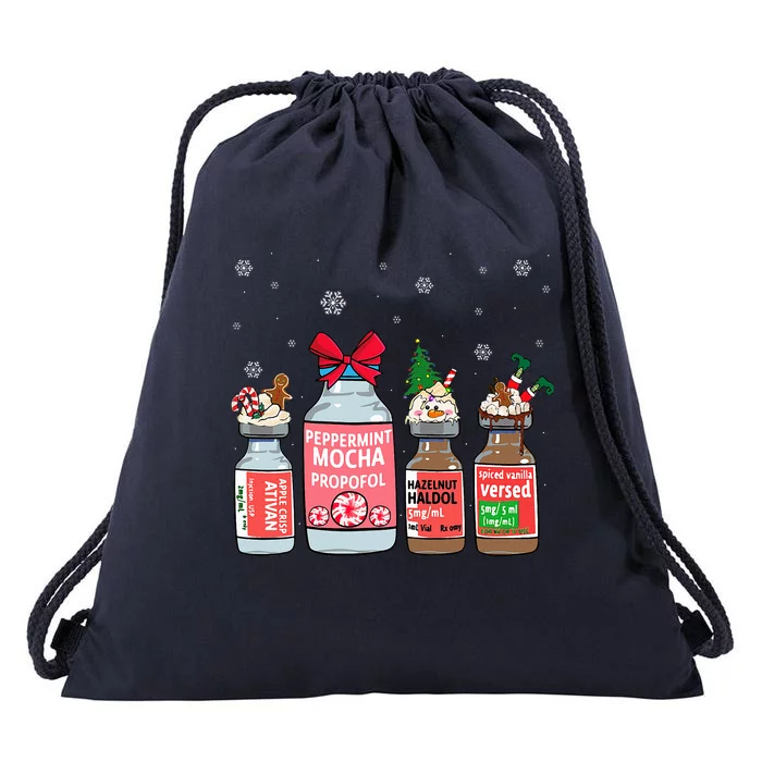 Peppermint Mocha Propofol Christmas Nurse Nursing Scrub Top Drawstring Bag