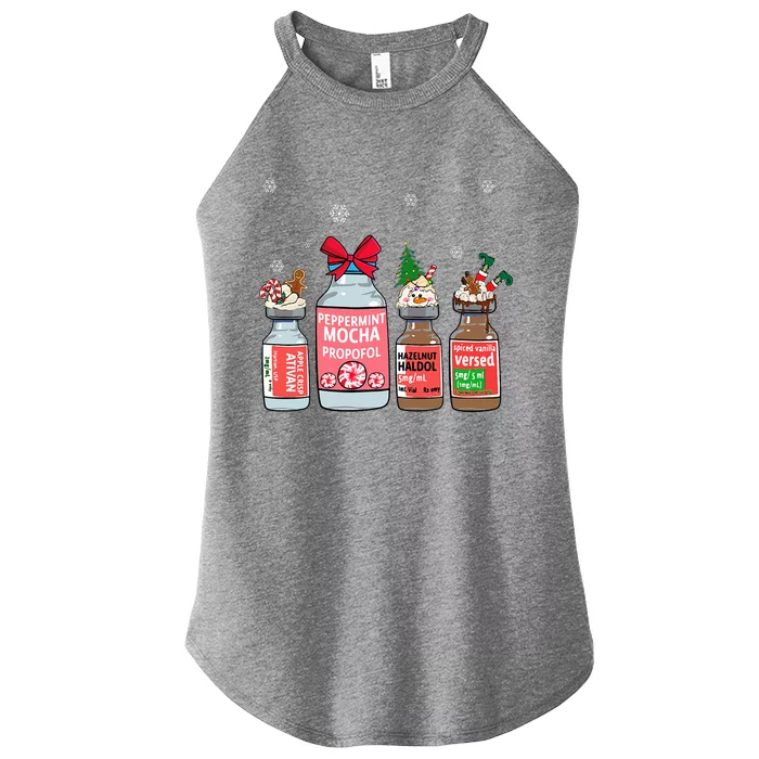 Peppermint Mocha Propofol Christmas Nurse Nursing Scrub Top Women’s Perfect Tri Rocker Tank