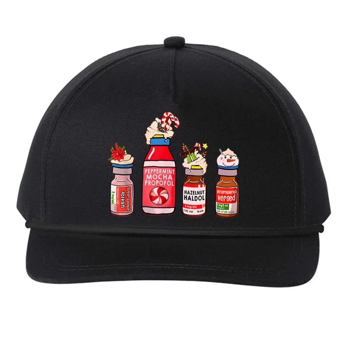 Peppermint Mocha Propofol Nurse Rn Christmas Snapback Five-Panel Rope Hat