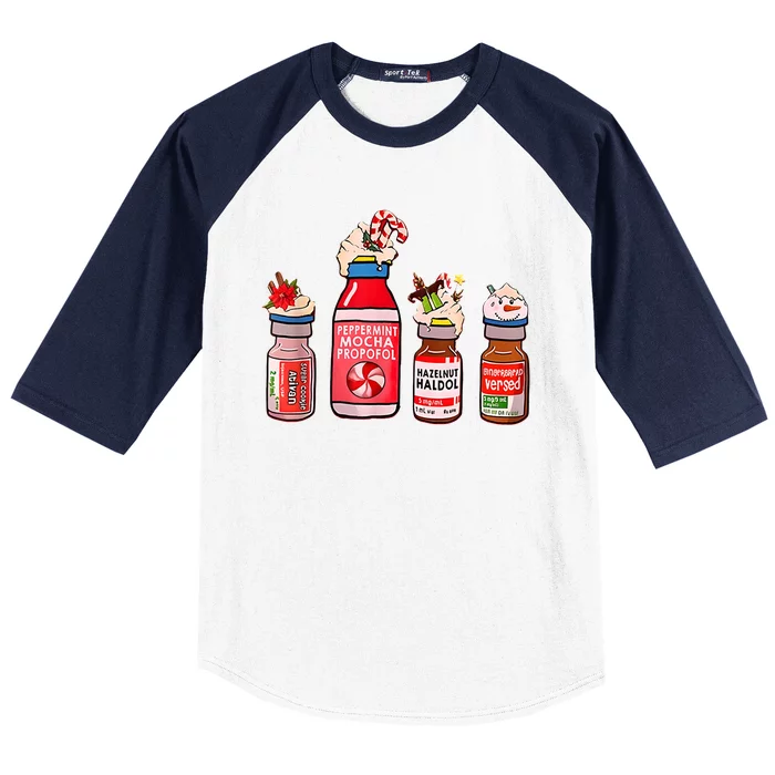 Peppermint Mocha Propofol Nurse Rn Christmas Baseball Sleeve Shirt