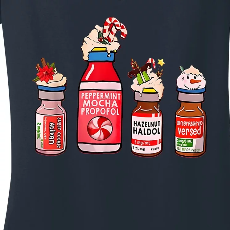 Peppermint Mocha Propofol Nurse Rn Christmas Women's V-Neck T-Shirt