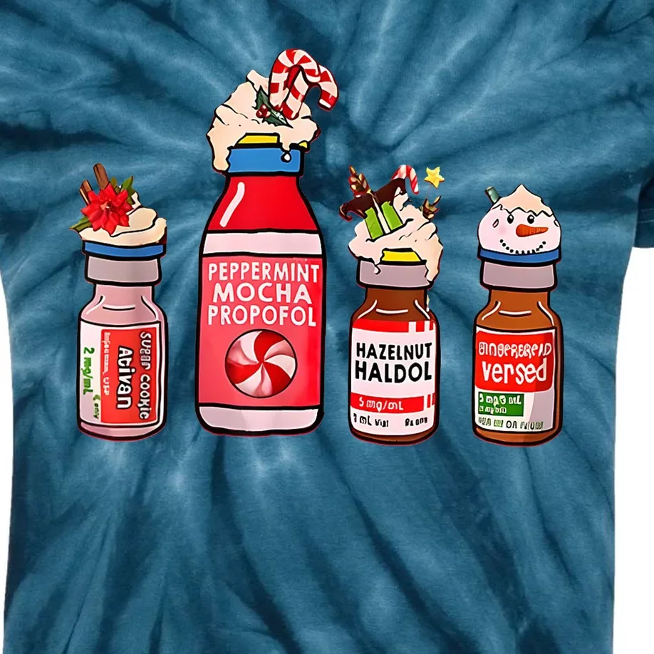 Peppermint Mocha Propofol Nurse Rn Christmas Kids Tie-Dye T-Shirt