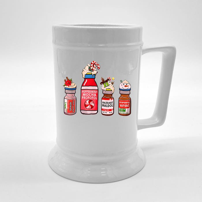 Peppermint Mocha Propofol Nurse Rn Christmas Front & Back Beer Stein