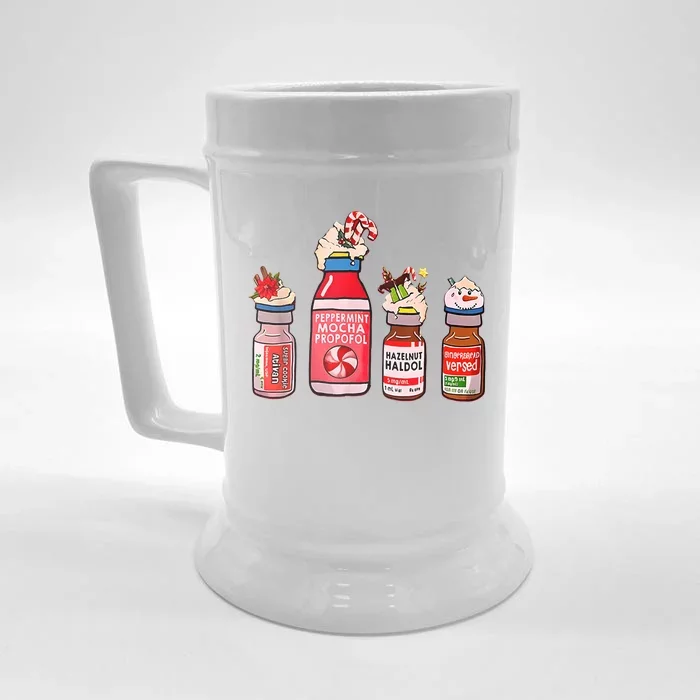 Peppermint Mocha Propofol Nurse Rn Christmas Front & Back Beer Stein