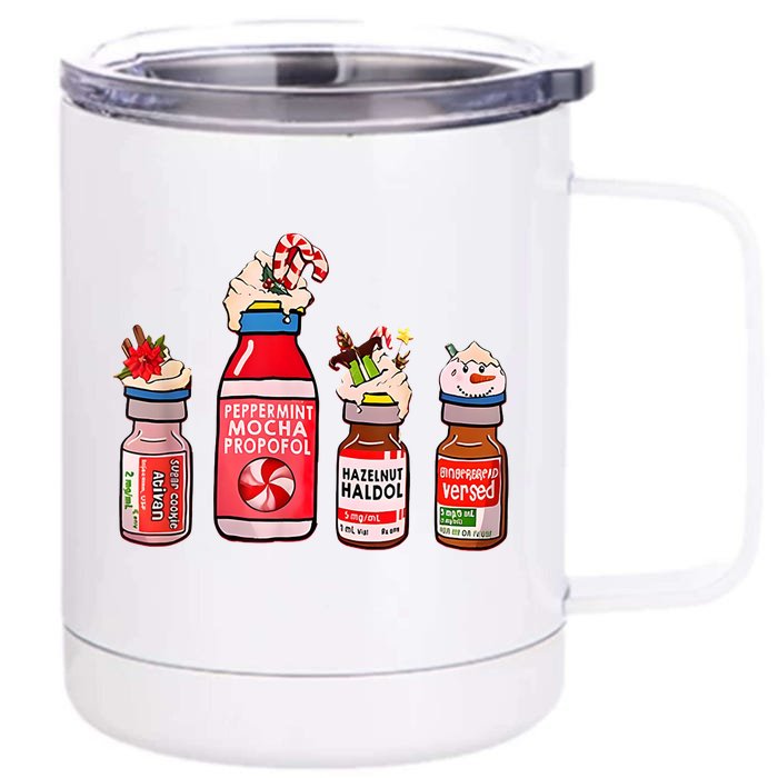 Peppermint Mocha Propofol Nurse Rn Christmas Front & Back 12oz Stainless Steel Tumbler Cup