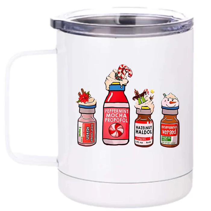 Peppermint Mocha Propofol Nurse Rn Christmas Front & Back 12oz Stainless Steel Tumbler Cup