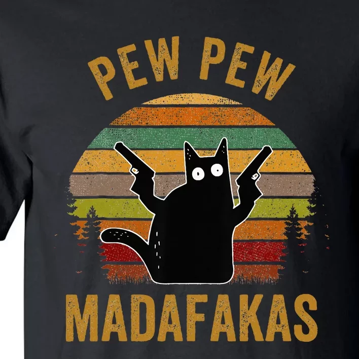 Pew Madafakas Pew Guns Funny Black Cat Tall T-Shirt