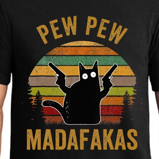 Pew Madafakas Pew Guns Funny Black Cat Pajama Set