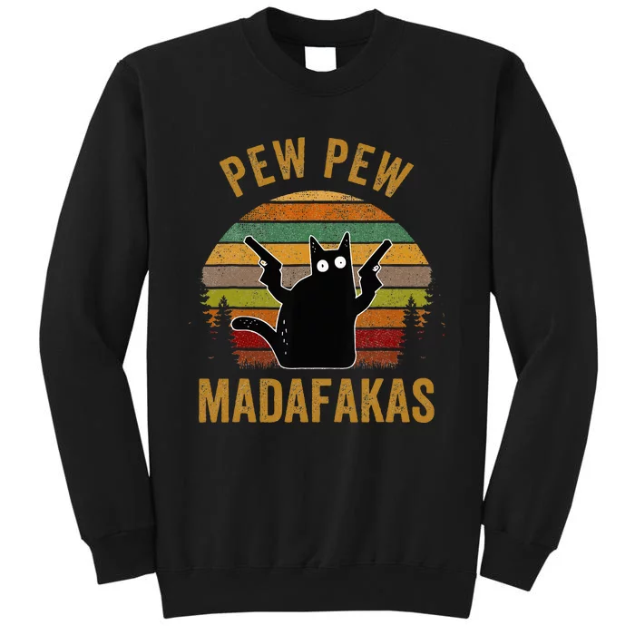 Pew Madafakas Pew Guns Funny Black Cat Tall Sweatshirt