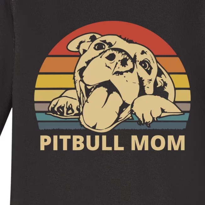 Pitbull Mom Pittie Dog Lovers Mother's Day Gifts Baby Long Sleeve Bodysuit