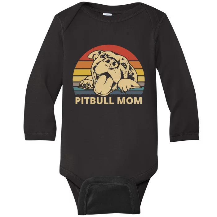 Pitbull Mom Pittie Dog Lovers Mother's Day Gifts Baby Long Sleeve Bodysuit