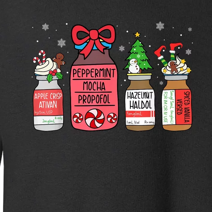 Peppermint Mocha Propofol Christmas Nurse Er Ed Icu Rn Scrub Toddler Sweatshirt