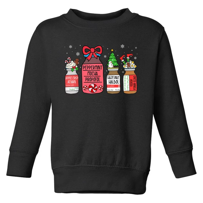 Peppermint Mocha Propofol Christmas Nurse Er Ed Icu Rn Scrub Toddler Sweatshirt