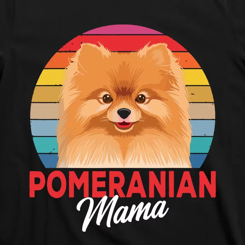 Pomeranian Mama Pom Dog Mom Womens T-Shirt