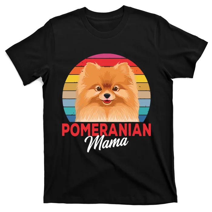 Pomeranian Mama Pom Dog Mom Womens T-Shirt