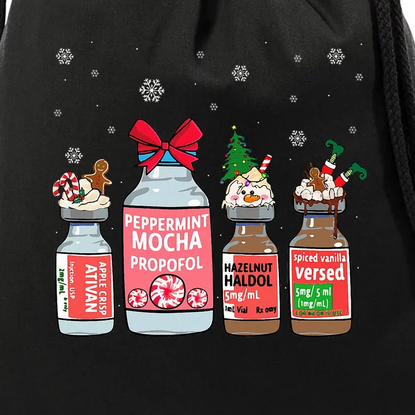 Peppermint Mocha Propofol Christmas Nurse Nursing Drawstring Bag