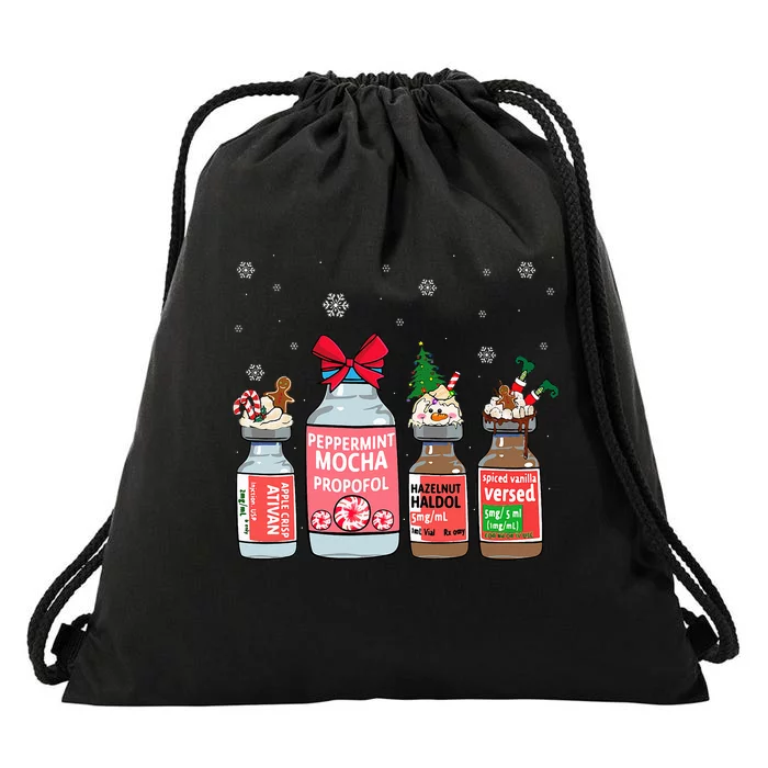 Peppermint Mocha Propofol Christmas Nurse Nursing Drawstring Bag