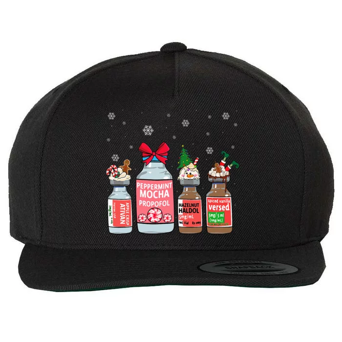 Peppermint Mocha Propofol Christmas Nurse Nursing Wool Snapback Cap