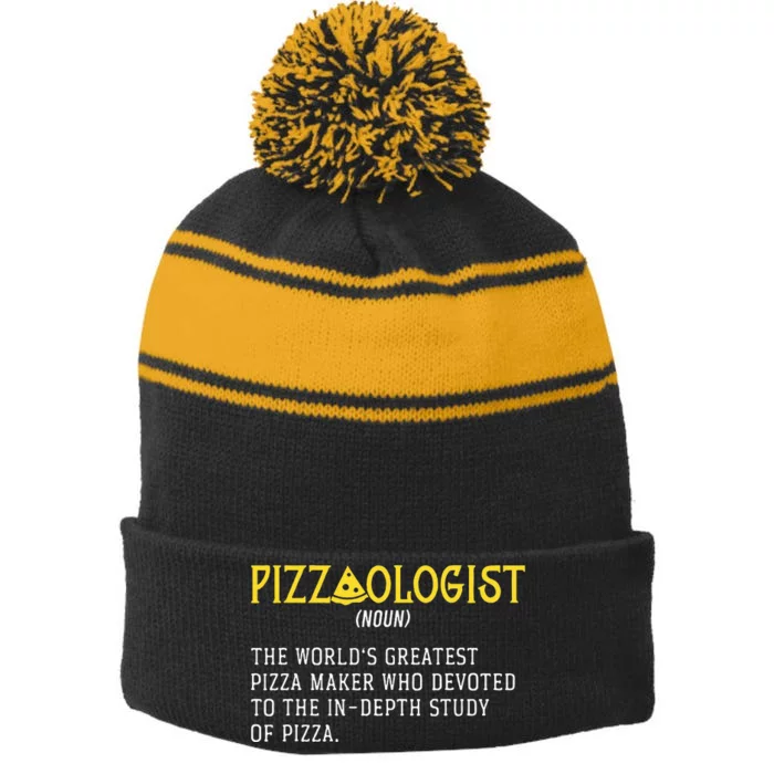 Pizza Maker Pizzaologist Pizza Baker Stripe Pom Pom Beanie