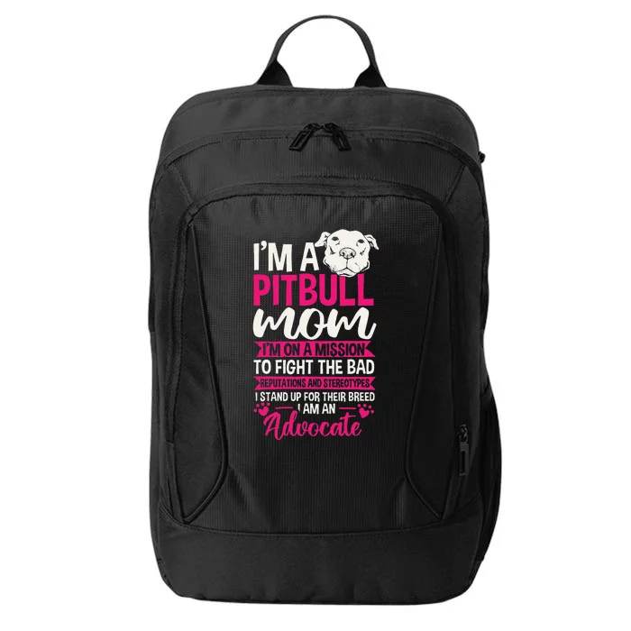 Pitbull Mom Pit Bull Terrier Mommy Pibble Mother's Day City Backpack