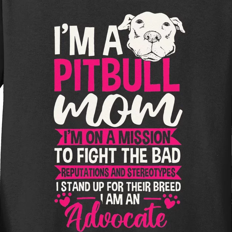 Pitbull Mom Pit Bull Terrier Mommy Pibble Mother's Day Kids Long Sleeve Shirt