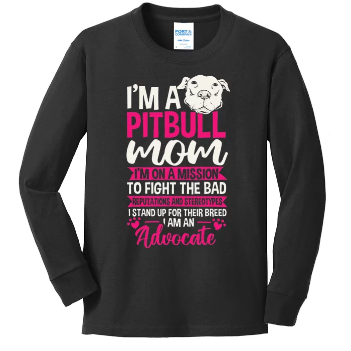 Pitbull Mom Pit Bull Terrier Mommy Pibble Mother's Day Kids Long Sleeve Shirt