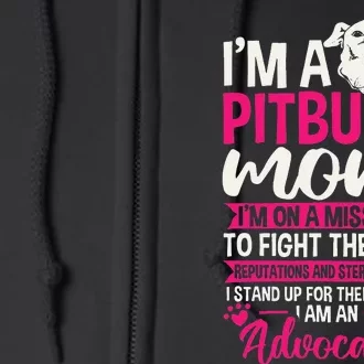 Pitbull Mom Pit Bull Terrier Mommy Pibble Mother's Day Full Zip Hoodie