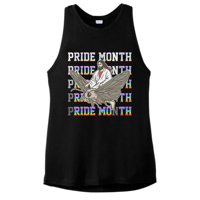 Pride Month Ride Moth Design Ladies Tri-Blend Wicking Tank