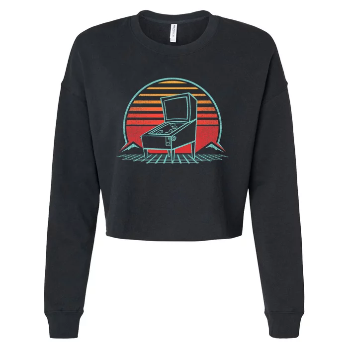 Pinball Machine Retro Vintage 80s Style Cropped Pullover Crew