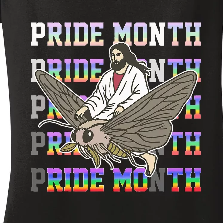 Pride Month Ride Moth Pride Month Ride Moth Women's V-Neck T-Shirt